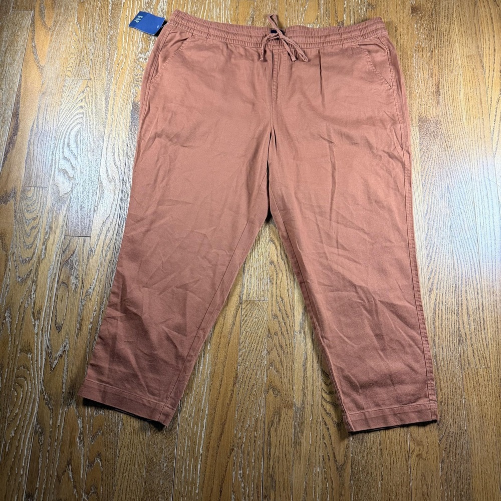 Gap Pants Mens 2XL Orange Chino Elastic Waist Tapered Relaxed Casual Drawstring
